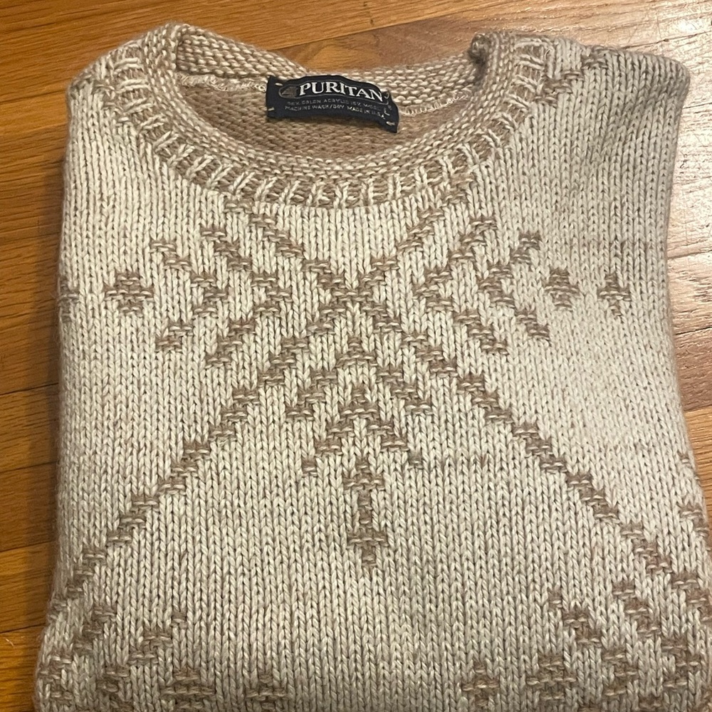 Vintage Snowflake Scandinavian Sweater | Fair Isle Nordic Knit | Made in USA (L) - Picture 6 of 7